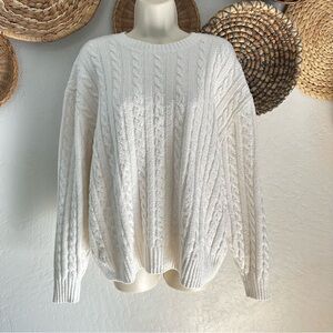 Hollister White Cable Knit Sweater